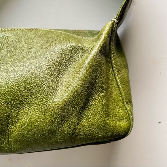 Kate Spade vintage 90s leather shoulder bag with bow strap in olive green - Picture 4 of 12